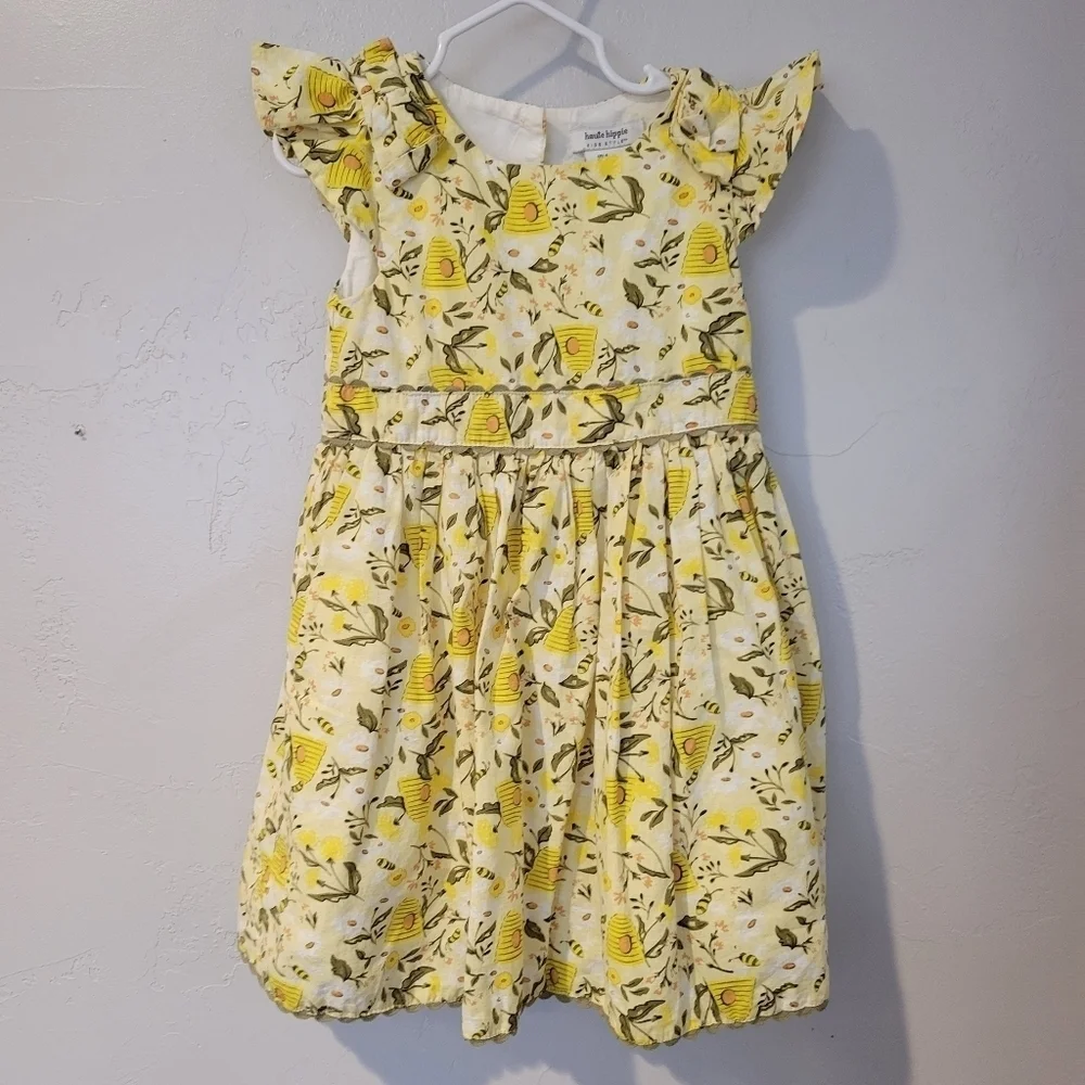 Haute Hippie Little Girls 4 Yellow Bee Beehive Print Dress Novelty Summer Spring